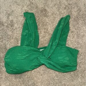 Green Textured Bikini Top